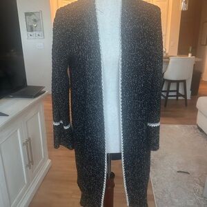 Women's Black and White Tweed Duster